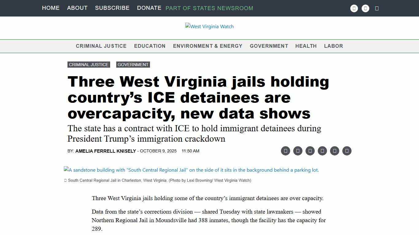 Three West Virginia jails holding country’s ICE detainees are overcapacity, new data shows • West Virginia Watch